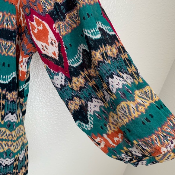 Lucky Brand Alexis Ikat Peasant Button Down Top - Picture 4 of 8